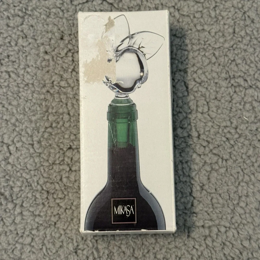 Mikasa Apple Orchard Full Lead Glass Bottle Stopper Original Box Vtg Collectible